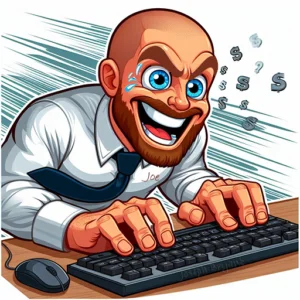 joe typing maniacally